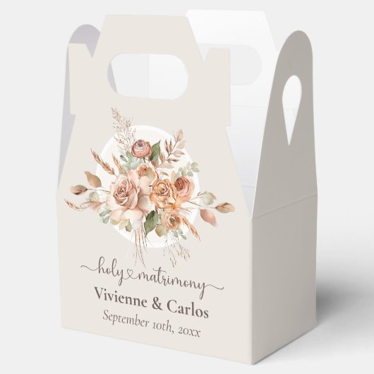 Light Earth Tone Floral Rustic Boho Wedding Geschenkschachtel (Geöffnet)