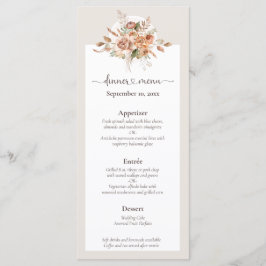 Light Earth Tone Floral Rustic Boho Wedding Menu Programm