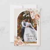 Light Earth Tone Rustic Boho Floral Wedding Dankeskarte (Vorderseite)