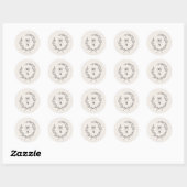 Light Ecru Simple Elegant Laurel Wreath Monogram Runder Aufkleber (Blatt)