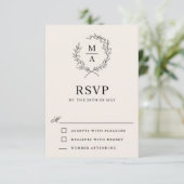 Light Ecru Simple Elegant Monogram RSVP Karte (Stehend Vorderseite)