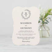 Light Ecru Simple Elegant Monogram Wedding Einladung (Stehend Vorderseite)