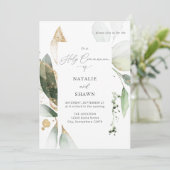 Light Eucalyptus Glow Gold Community 2 Name Einladung (Stehend Vorderseite)