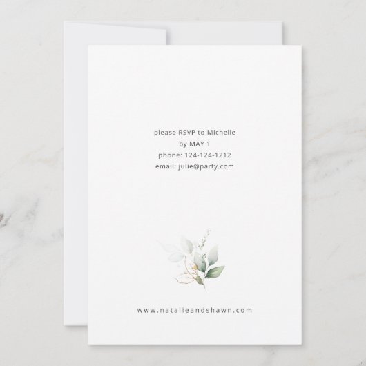 Light Eucalyptus Glow Gold Community 2 Name Einladung (Rückseite)