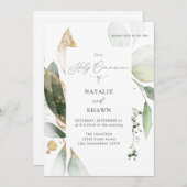 Light Eucalyptus Glow Gold Community 2 Name Einladung (Vorne/Hinten)