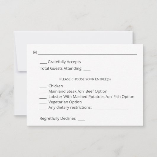 Light Eukalyptus Glow Gold w Meal RSVP Card (Rückseite)