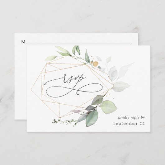 Light Eukalyptus Glow Gold w Meal RSVP Card (Vorne/Hinten)