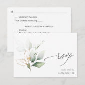 Light Eukalyptus Glow Gold w Meal RSVP Card 2 Karte (Vorne/Hinten)