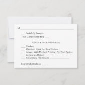 Light Eukalyptus Glow Gold w Meal RSVP Card Karte (Rückseite)