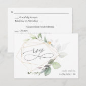 Light Eukalyptus Glow Gold w Meal RSVP Card Karte (Vorne/Hinten)
