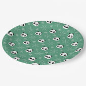 Light Evergreen - Niedliche Pandas mit Schneeflock Pappteller (Schrägansicht)