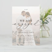 Light Faded Fading Photo Monogram Engagement Party Einladung (Stehend Vorderseite)