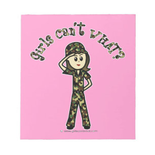 Light Female Army Girl Notizblock