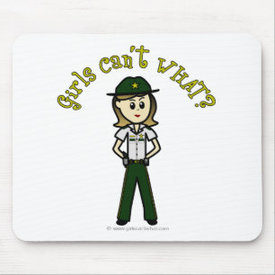 Light Female Sheriff in Green Uniform Mousepad