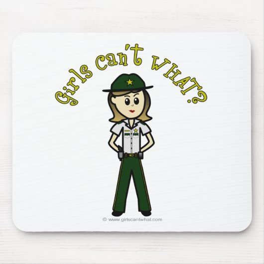 Light Female Sheriff in Green Uniform Mousepad (Vorne)