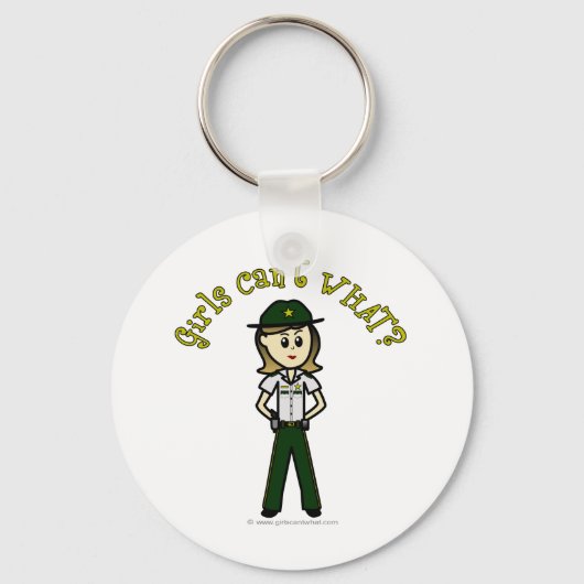 Light Female Sheriff in Green Uniform Schlüsselanhänger (Vorderseite)