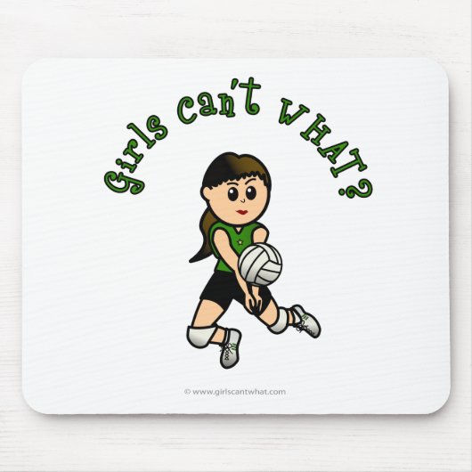 Light Female Volleyball Player in Green Uniform Mousepad (Vorne)
