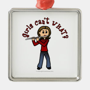 Light Femme Flute Player Ornament Aus Metall