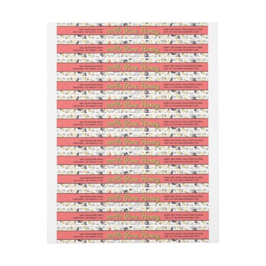 Light Floral Wrap rund um Honey Jar Label (Bogen)