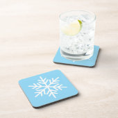 Light Frost Blue Background White Nordic Snowflake Getränkeuntersetzer (Rechte Seite)