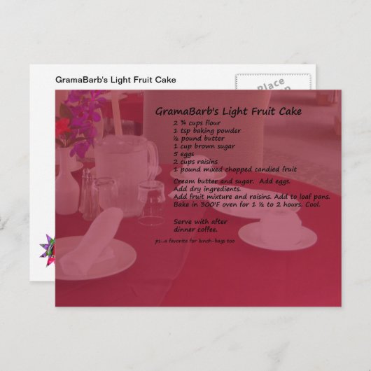 Light Fruchtkuchen Postkarte (Vorne/Hinten)