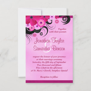 Light Fuchsia Floral 3,5" x 5" Hochzeitseinladunge Einladung