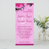 Light Fuchsia Floral 4" x 9,25" Wedding Einladung (Stehend Vorderseite)