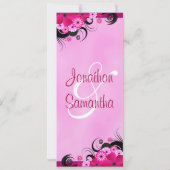 Light Fuchsia Floral 4" x 9,25" Wedding Einladung (Rückseite)