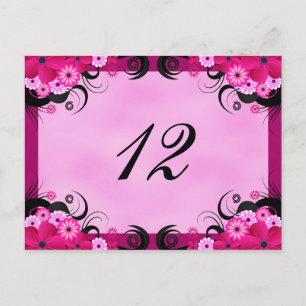 Light Fuchsia Floral Empfang Tischnummer Cards