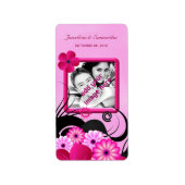 Light Fuchsia Floral Wedding Foto Gefallen Labels Adressaufkleber (Vorne)