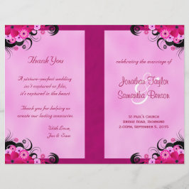 Light Fuchsia Floral Wedding Program Vorlagen