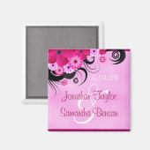 Light Fuchsia Magenta Floral Save the Date Magnete Magnet (Vorderseite/Rückseite)