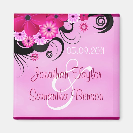 Light Fuchsia Magenta Floral Save the Date Magnete Magnet (Vorne)