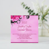 Light Fuchsia Magenta Floral Wedding 5.25" Einladu Einladung (Stehend Vorderseite)