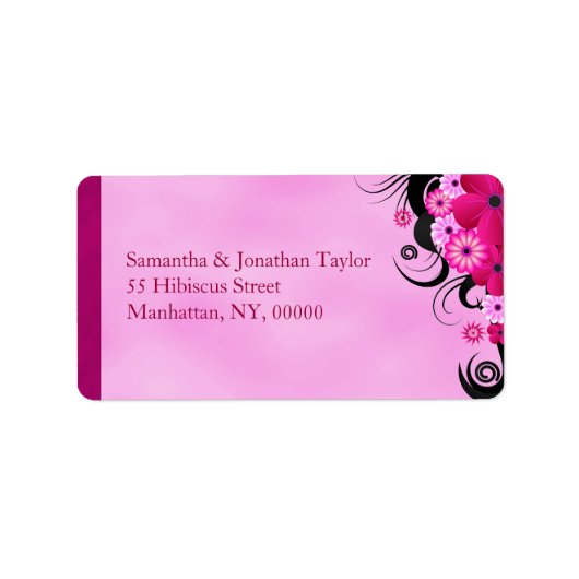 Light Fuchsia Magenta Floral Wedding Address Label Adressaufkleber (Vorne)
