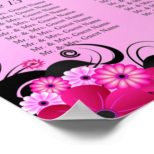 Light Fuschia 16 Wedding Table Seating Charts Poster (Ecke)