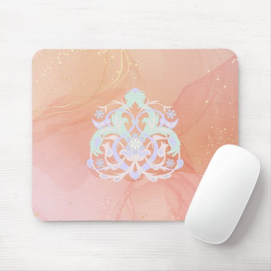 Light Garden Harmony – Blaue und Pfirsichblüten Mousepad (Mit Mouse)