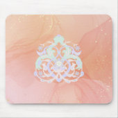 Light Garden Harmony – Blaue und Pfirsichblüten Mousepad (Vorne)