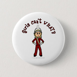 Light Girl in Red Marching Band Uniform Button