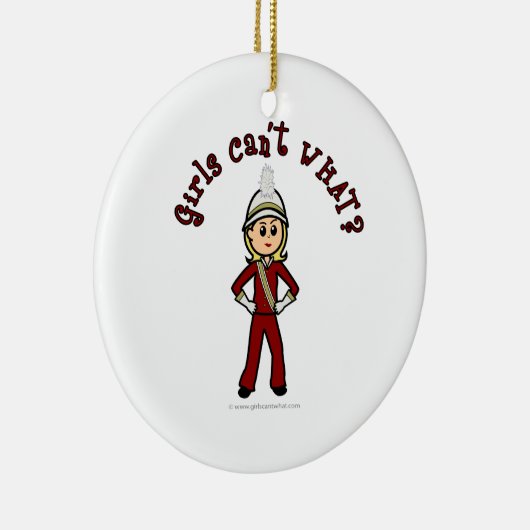 Light Girl in Red Marching Band Uniform Keramik Ornament (Rechts)