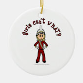 Light Girl in Red Marching Band Uniform Keramik Ornament (Vorne)