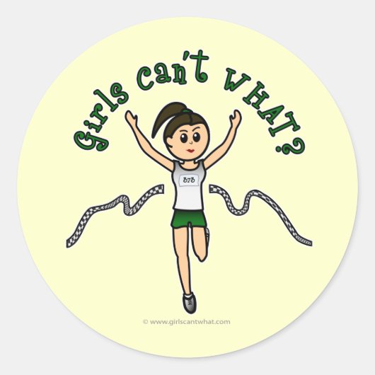 Light Girl Runner in Green Uniform Runder Aufkleber (Vorderseite)