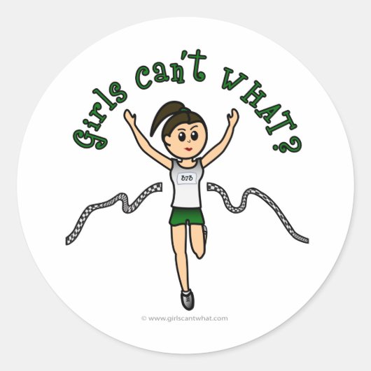 Light Girl Runner in Green Uniform Runder Aufkleber (Vorderseite)