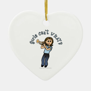 Light Girl Trumpet Player Keramik Ornament