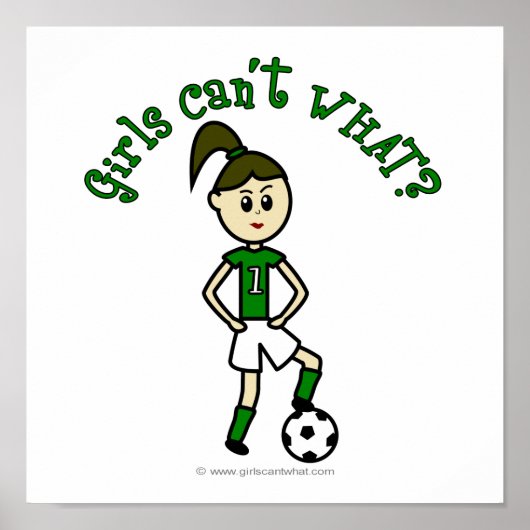 Light Girls Fußball in Green Uniform Poster (Vorne)