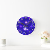 Light Glow Butterflies Dark Blue Runde Wanduhr (Zuhause)