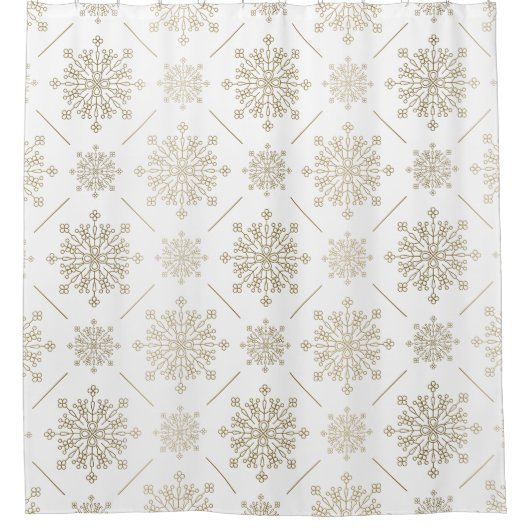 Light Gold Abstrakt Snowflakes Muster Duschvorhang (Vorderseite)