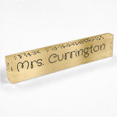 Light Gold Foil Monoline Script Lehrer Namensplakette
