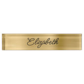 Light Gold Foil Stilvolle Monoline Script Namensplakette (Vorderseite)