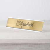 Light Gold Foil Stilvolle Monoline Script Schreibtischnamensplakette (Vorderseite )